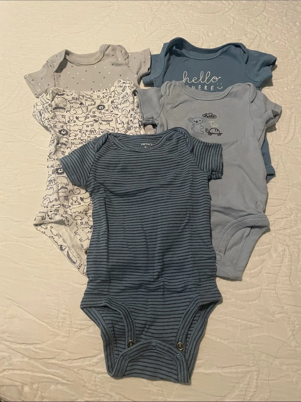 Carter's Baby Blue Mix Short-Sleeve Bodysuit Set